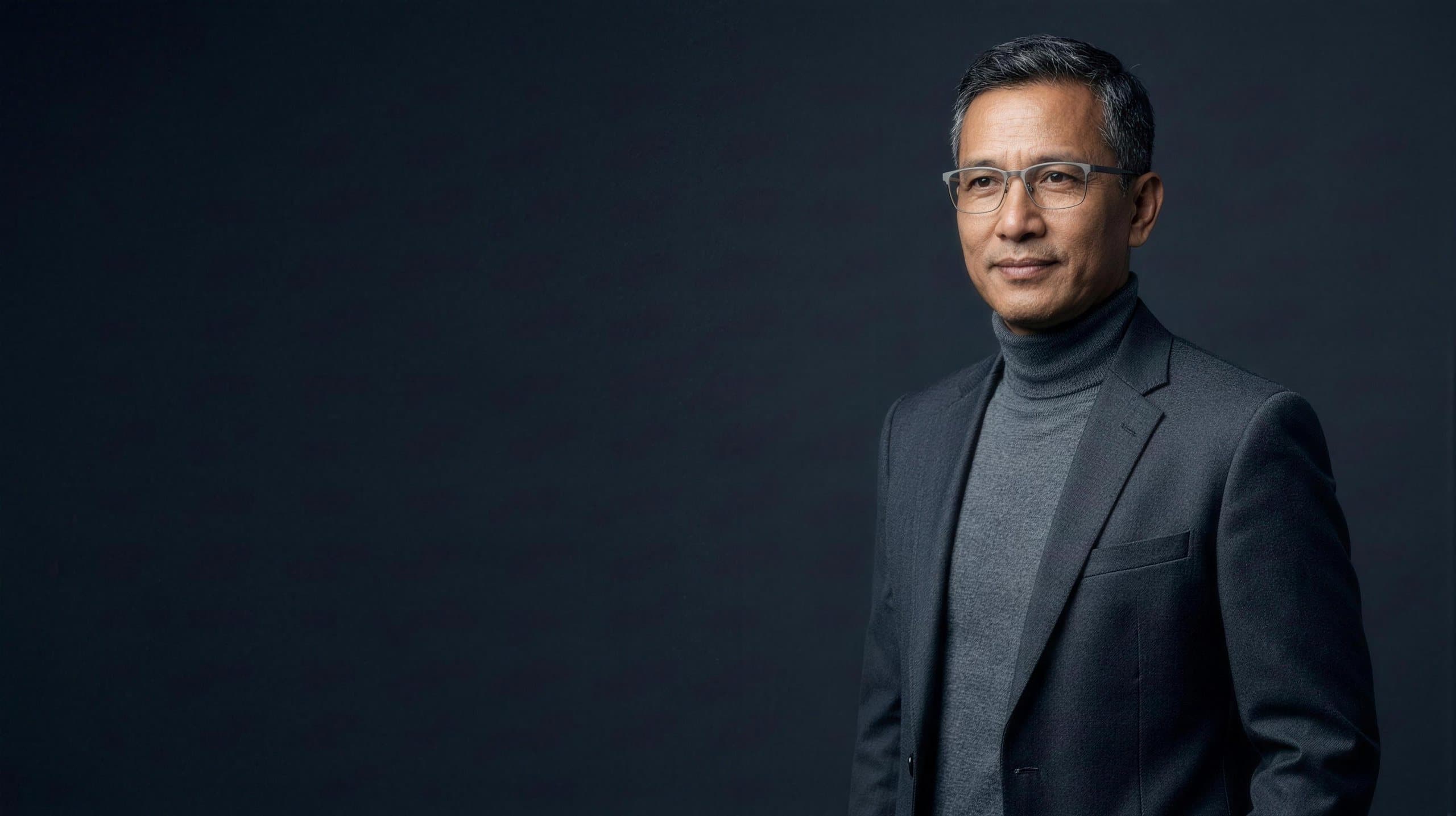 A poised wearer in precise modern eyeglasses — CLIFF, American optical precision