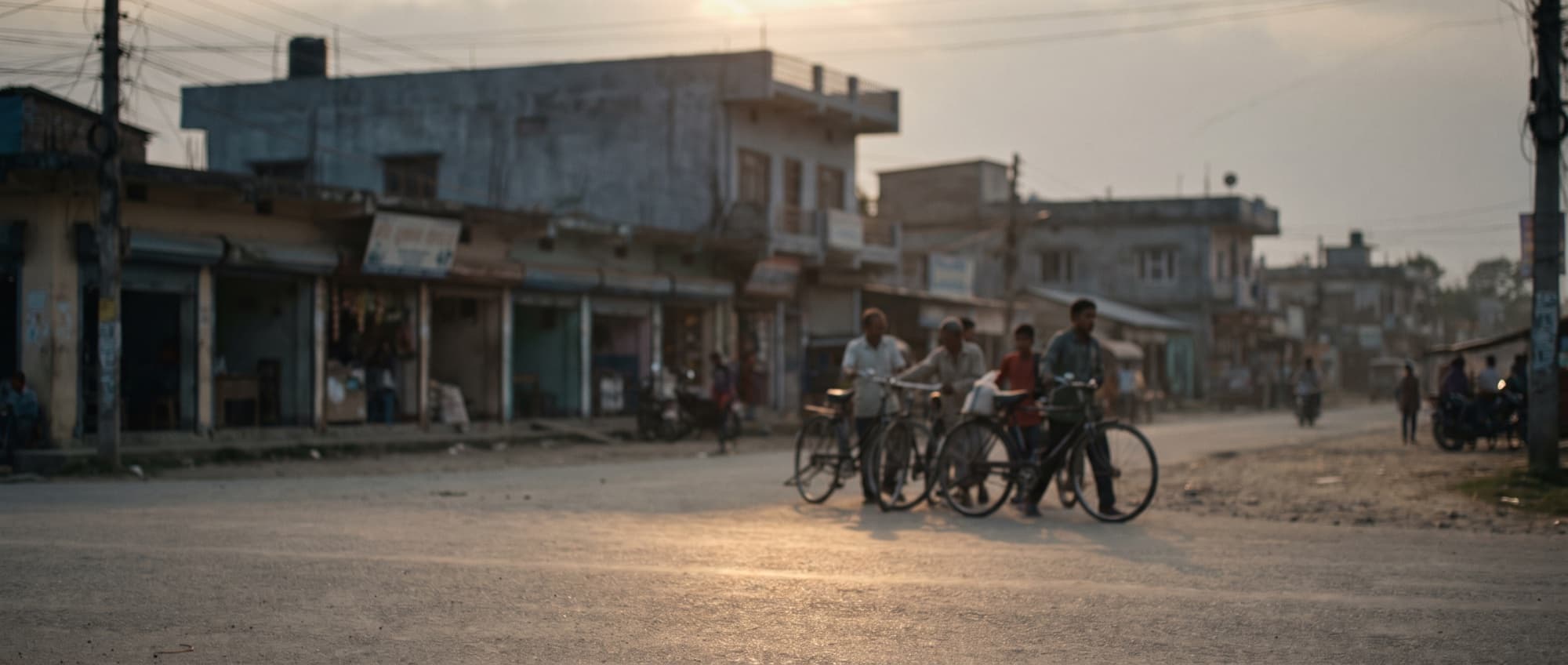 Morning light on a street in Itahari, Nepal