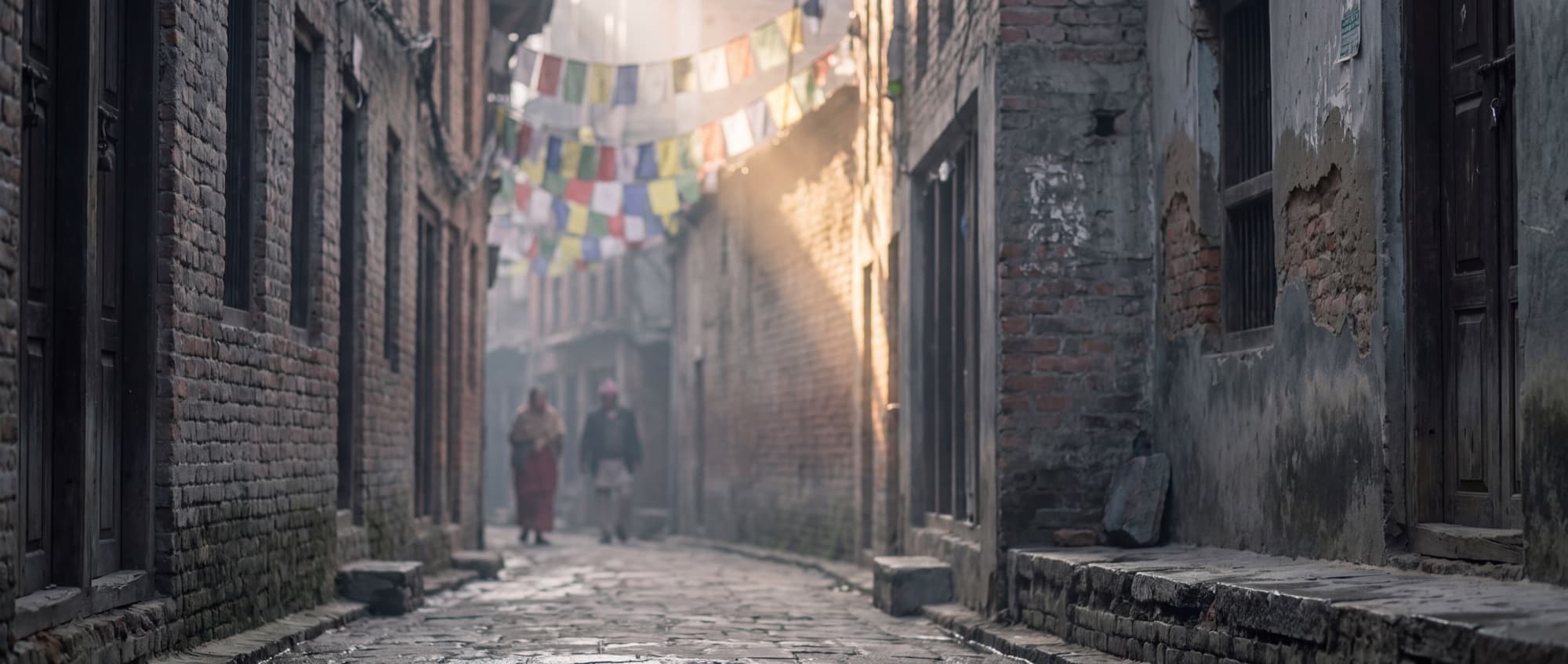 Morning light on a street in Kathmandu, Nepal